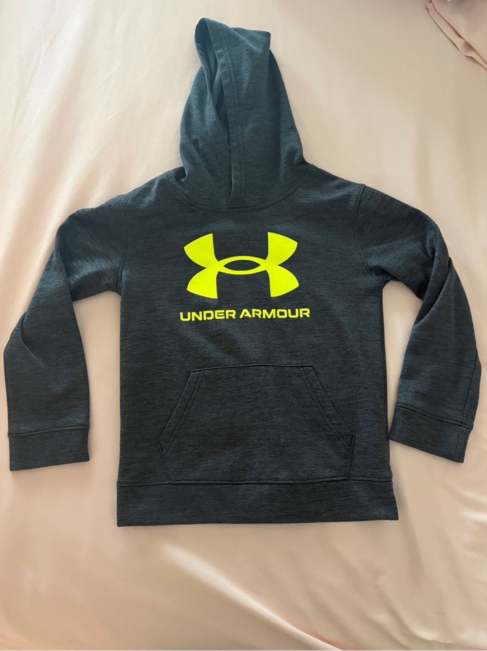 Under Armour Youth Dark Gray Hoodie with Neon Yellow Logo